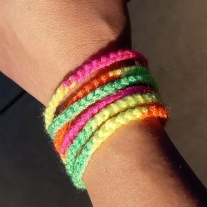 Neon multi strand crochet bracelet